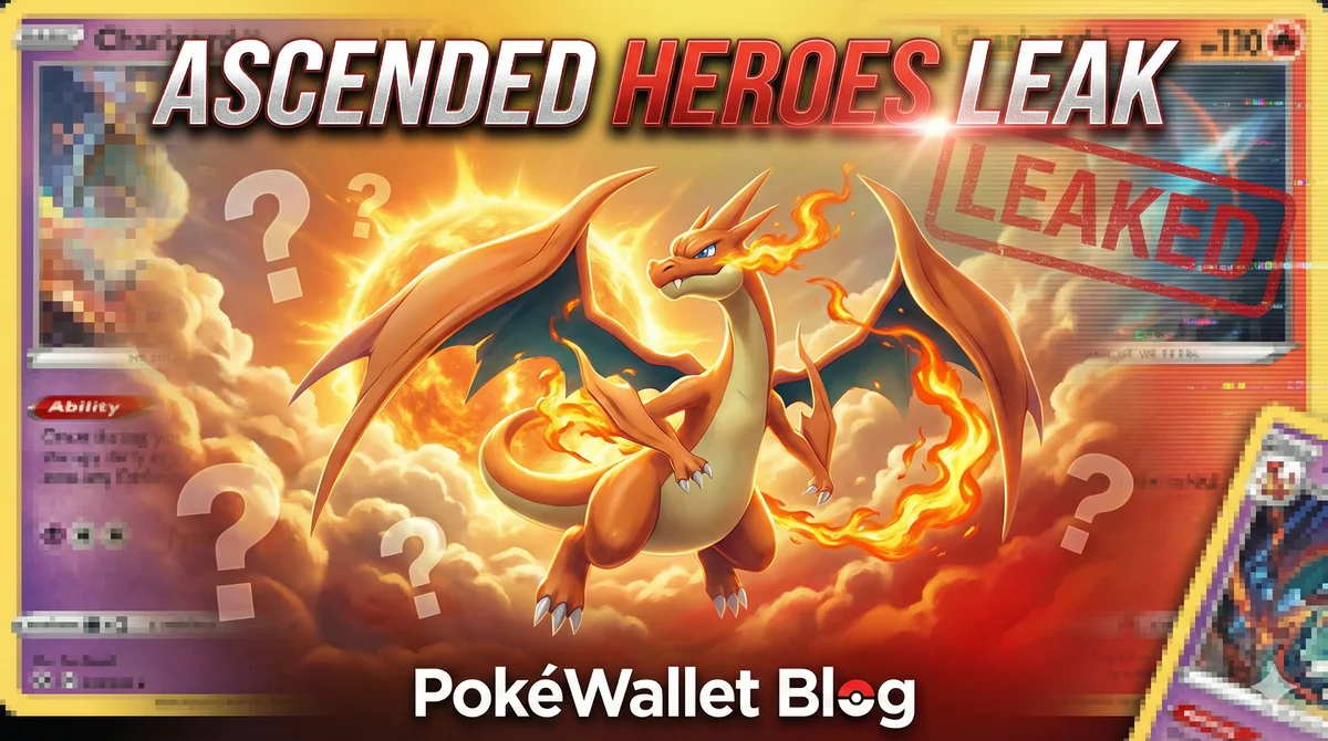 Leaked Mega Charizard Y ex Special Illustration Rare from Ascended Heroes set showing fire-type Pokemon in cloudy sky