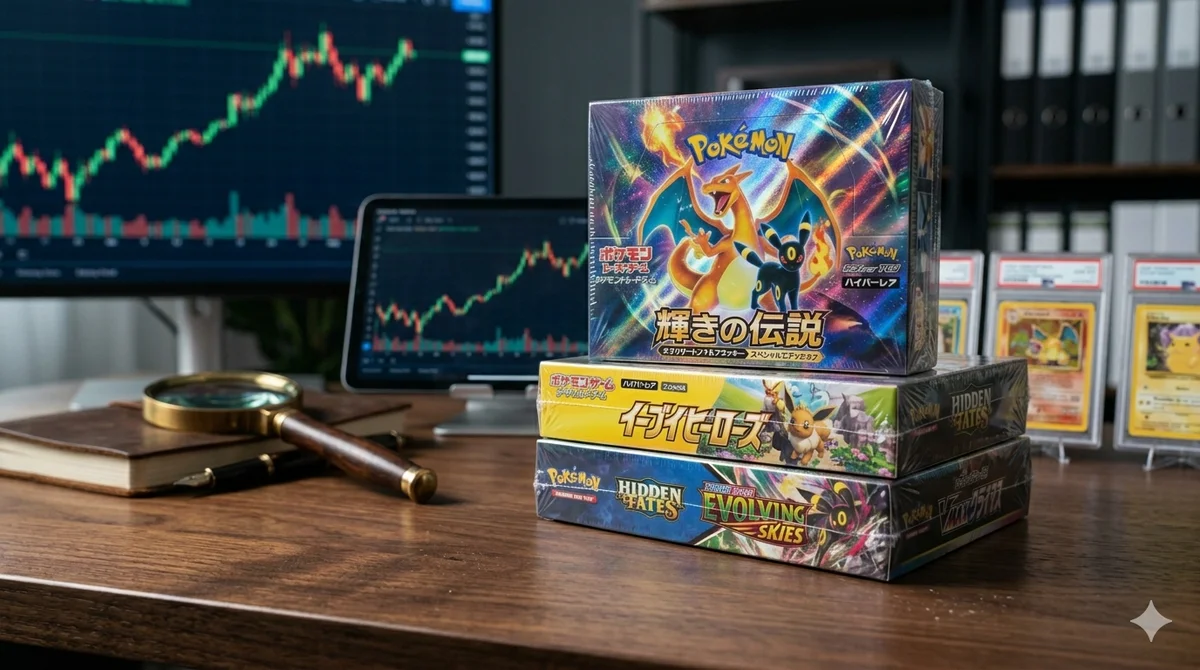 A tier list and stack of top sealed Pokémon booster boxes for 2026 investment